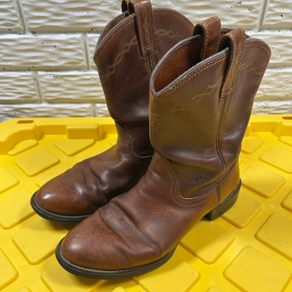 Ariat Heritage Roper Boots 9.5 D Brown Leather Western Cowboy Round Toe